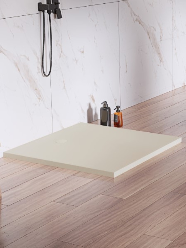 New Trendy Nex Brodzik Konglomeratowy Kwadratowy 80x80x3,5 Beż Struktura (B-0484)